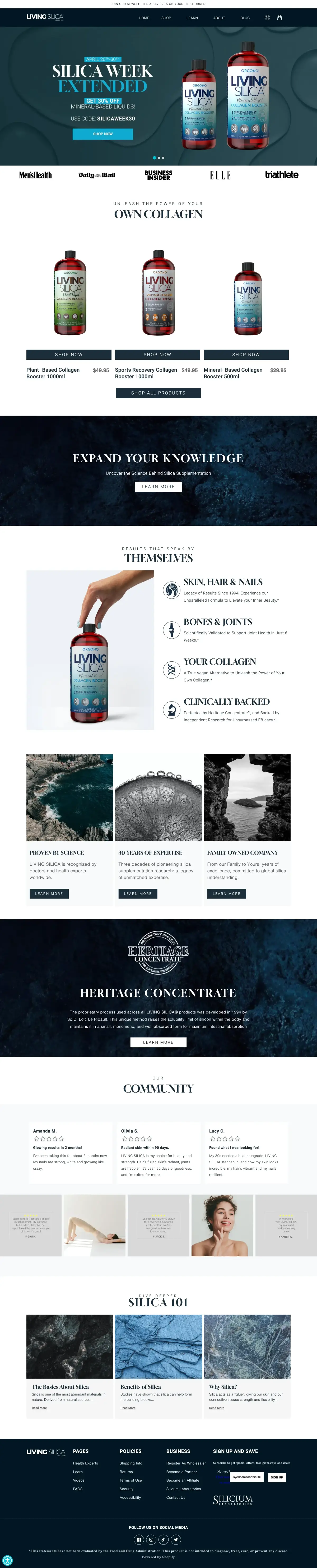Living Silica product page